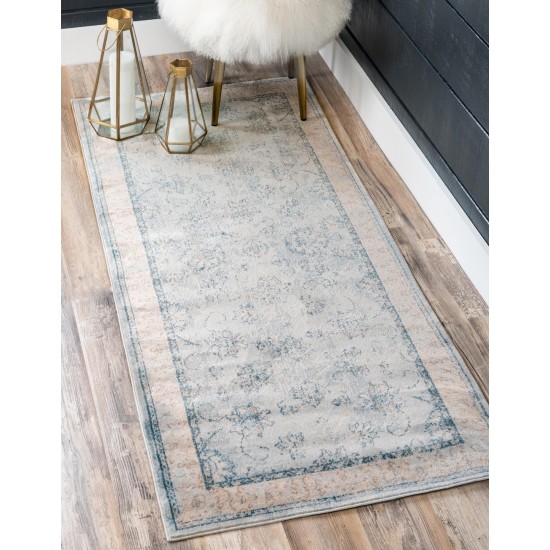 Rug Unique Loom Paris Light Blue Runner 2' 7 x 10' 0