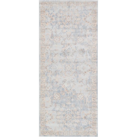 Rug Unique Loom Paris Light Blue Runner 2' 7 x 6' 0