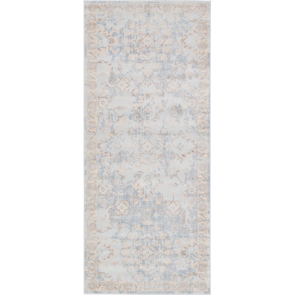 Rug Unique Loom Paris Light Blue Runner 2' 7 x 6' 0