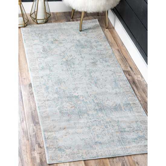 Rug Unique Loom Paris Light Blue Runner 2' 7 x 6' 0