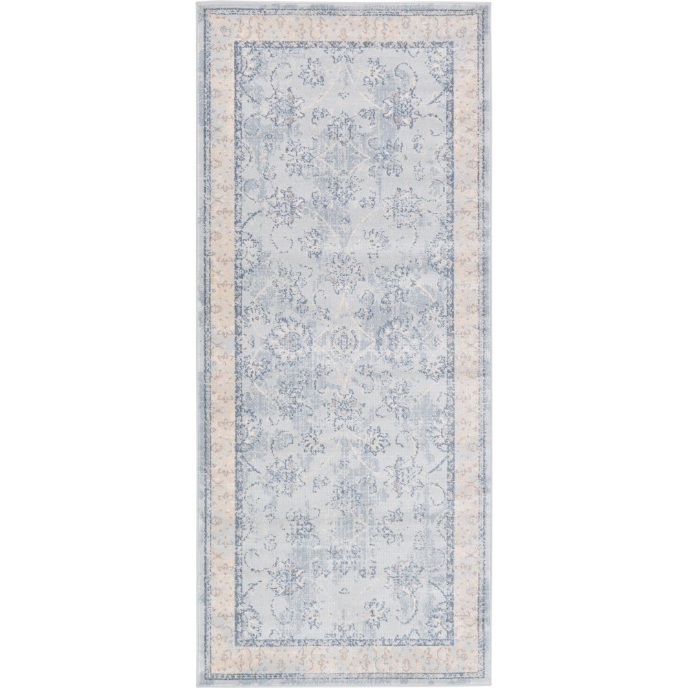 Rug Unique Loom Paris Light Blue Runner 2' 7 x 6' 0