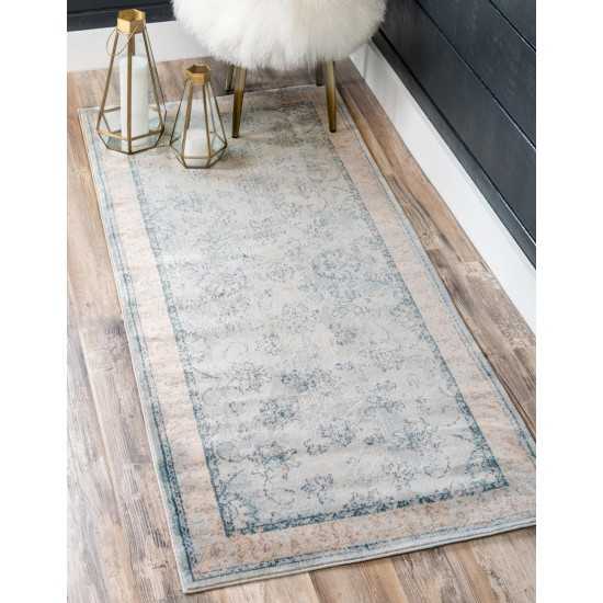 Rug Unique Loom Paris Light Blue Runner 2' 7 x 6' 0