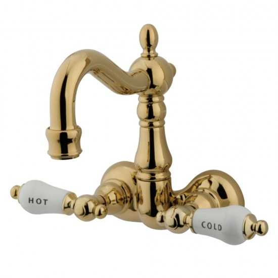 Kingston Brass Vintage 3-3/8-Inch Wall Mount Tub Faucet, Polished Brass