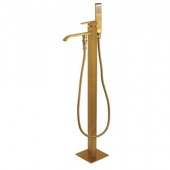 Kingston Brass Executive Freestanding Tub Faucet with Hand Shower, Brushed Brass