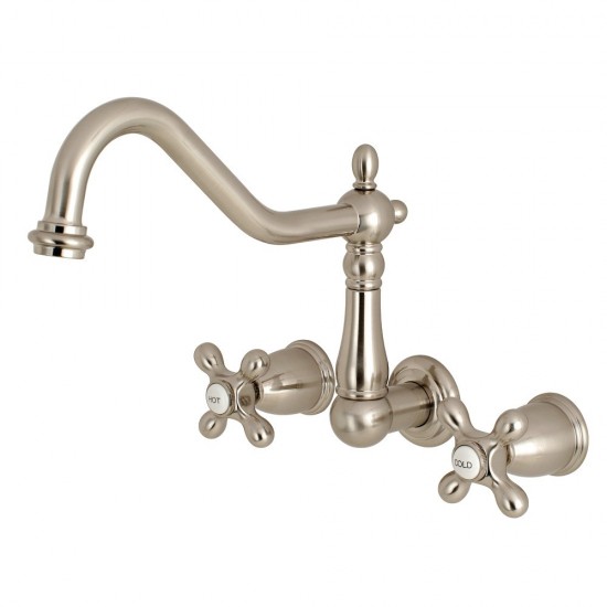 Kingston Brass Heritage Wall Mount Tub Faucet, Brushed Nickel