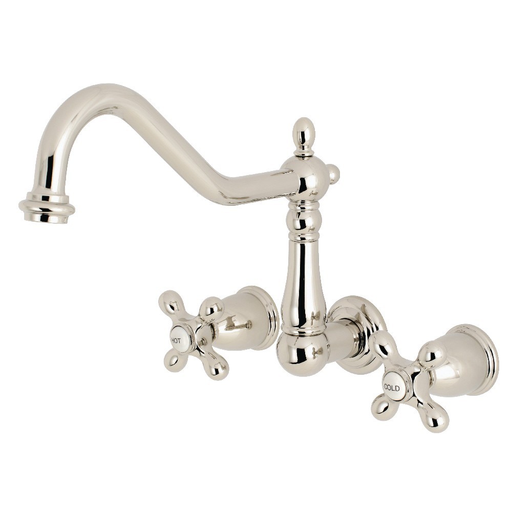 Kingston Brass Heritage Wall Mount Tub Faucet, Polished Nickel