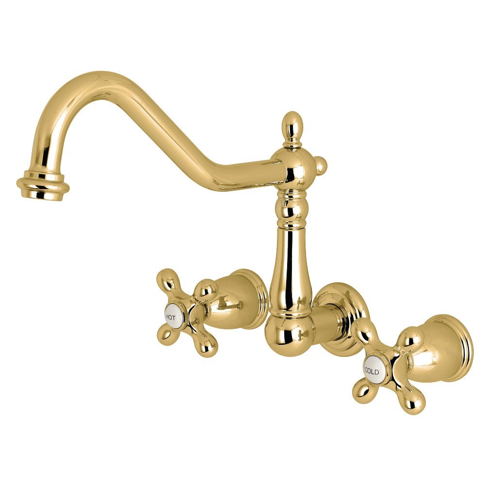 Kingston Brass Heritage Wall Mount Tub Faucet, Polished Brass Kingston Brass Heritage Wall Mount Tub Faucet, Polished Brass