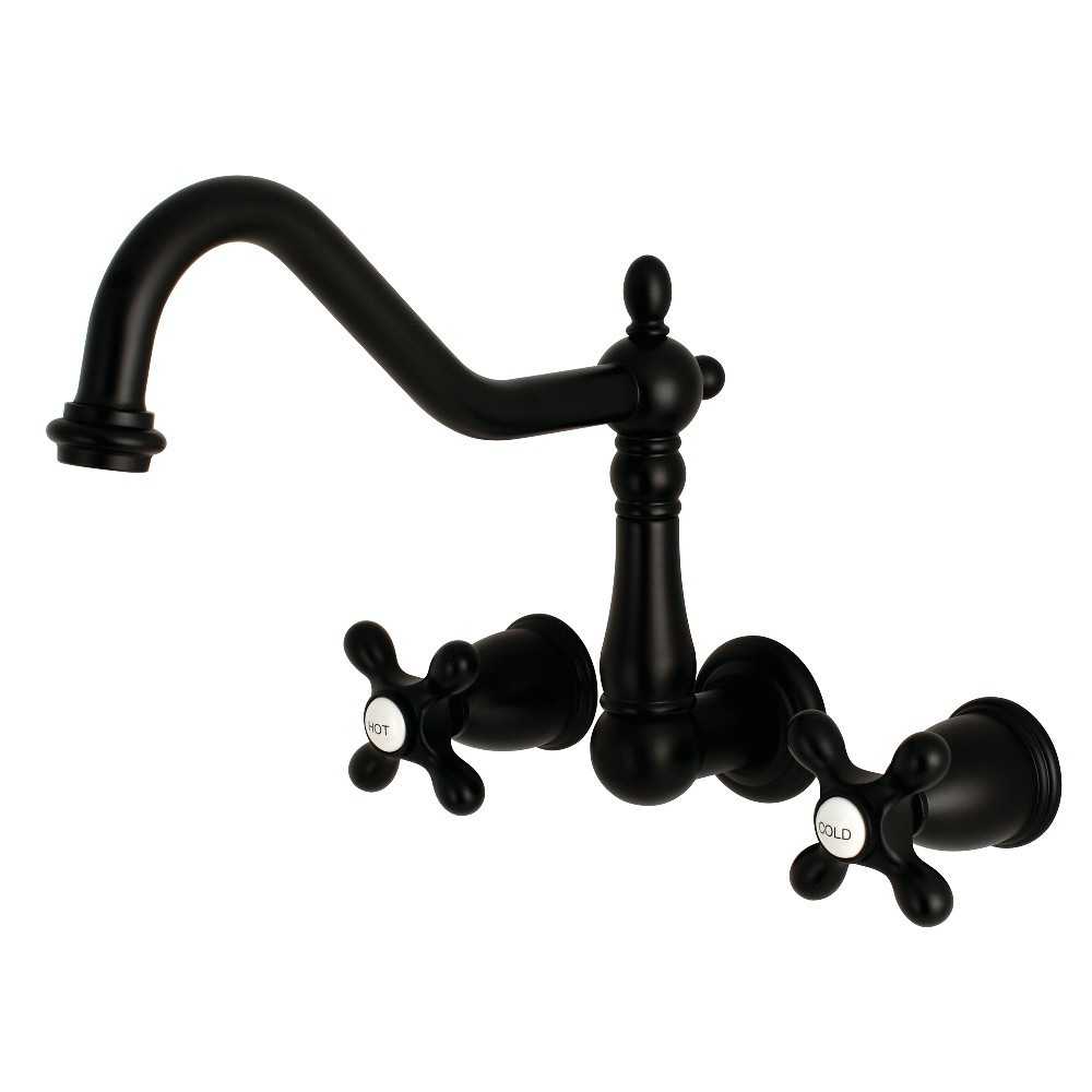 Kingston Brass Heritage Wall Mount Tub Faucet, Matte Black