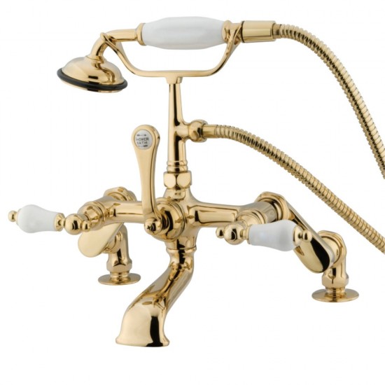 Kingston Brass Vintage Adjustable Center Deck Mount Tub Faucet, Polished Brass