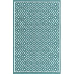 Rug Unique Loom Outdoor Trellis Teal Sample 1' 3 x 1' 3