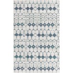 Rug Unique Loom Outdoor Trellis Ivory/Blue Sample 1' 3 x 1' 3