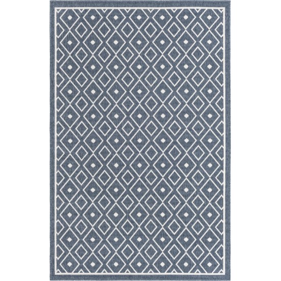 Rug Unique Loom Outdoor Trellis Navy Blue Sample 1' 3 x 1' 3