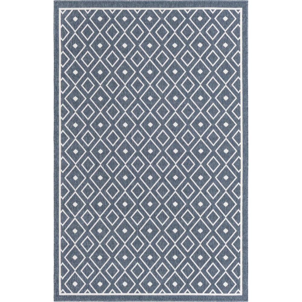 Rug Unique Loom Outdoor Trellis Navy Blue Sample 1' 3 x 1' 3