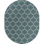 Rug Unique Loom Outdoor Trellis Teal Oval 8' 0 x 10' 0