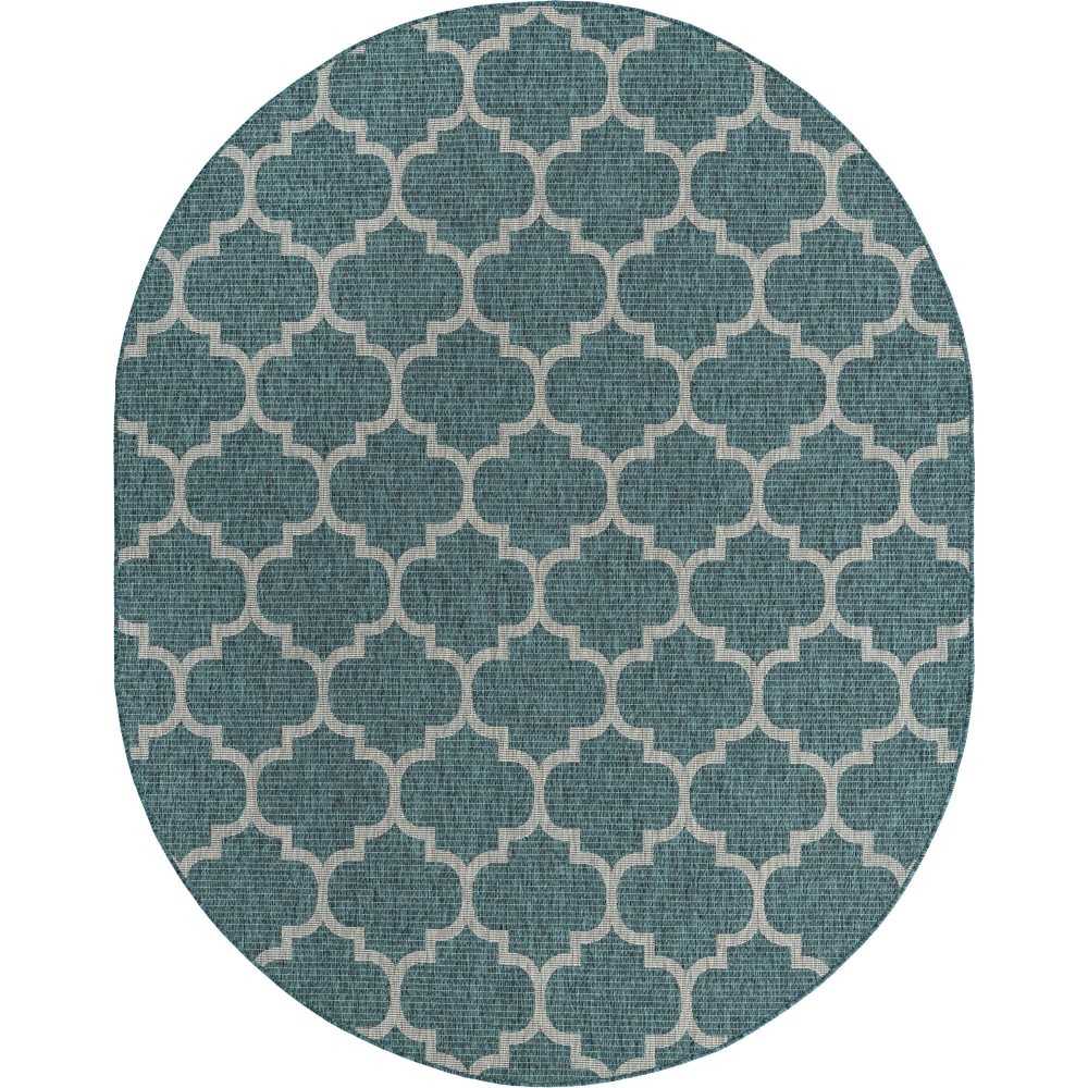 Rug Unique Loom Outdoor Trellis Teal Oval 8' 0 x 10' 0 Rug Unique Loom Outdoor Trellis Teal Oval 8' 0 x 10' 0