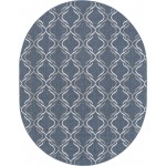 Rug Unique Loom Outdoor Trellis Navy Blue Oval 7' 10 x 10' 0