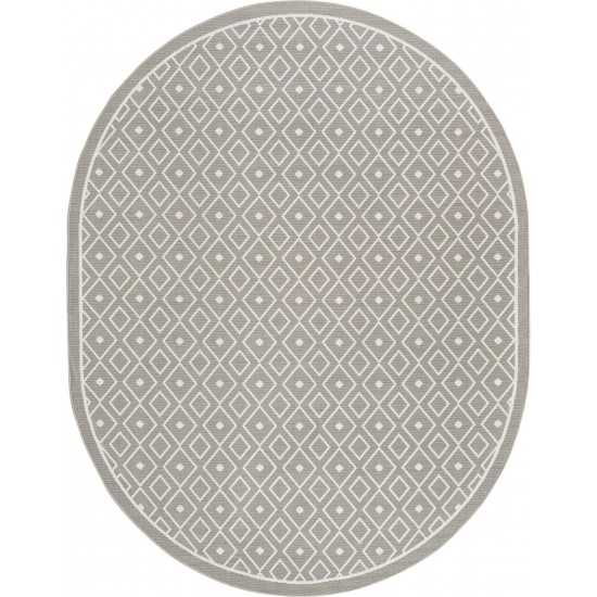 Rug Unique Loom Outdoor Trellis Gray Oval 7' 10 x 10' 0