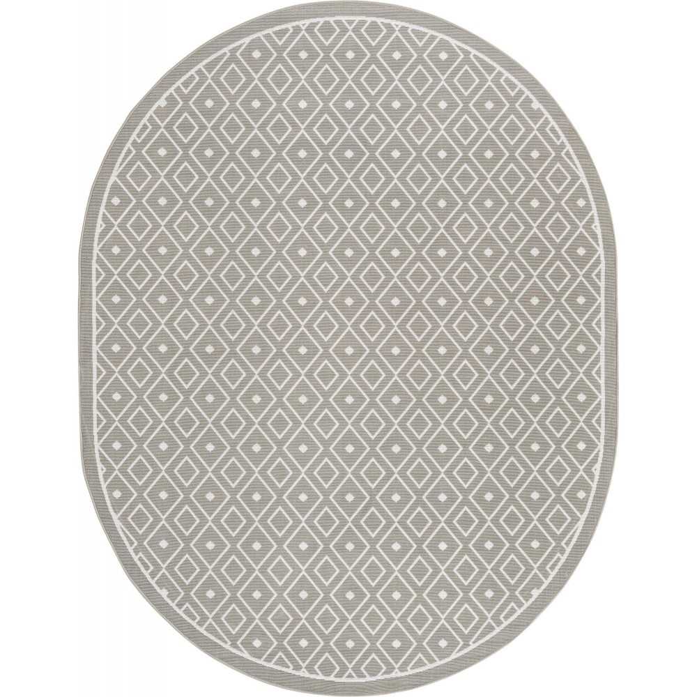 Rug Unique Loom Outdoor Trellis Gray Oval 7' 10 x 10' 0