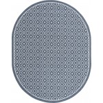 Rug Unique Loom Outdoor Trellis Navy Blue Oval 7' 10 x 10' 0