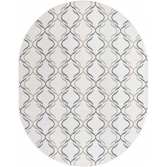 Rug Unique Loom Outdoor Trellis Ivory Oval 7' 10 x 10' 0