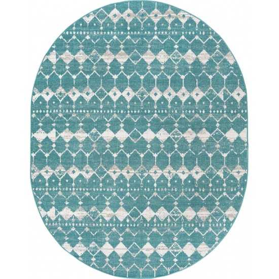 Rug Unique Loom Outdoor Trellis Teal Oval 7' 10 x 10' 0