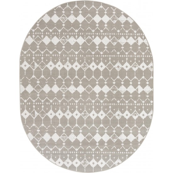 Rug Unique Loom Outdoor Trellis Gray Oval 7' 10 x 10' 0