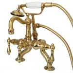 Kingston Brass Vintage Clawfoot Tub Faucet with Hand Shower, Polished Brass