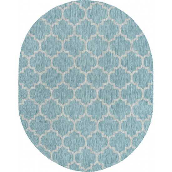 Rug Unique Loom Outdoor Trellis Aquamarine Oval 7' 10 x 10' 0