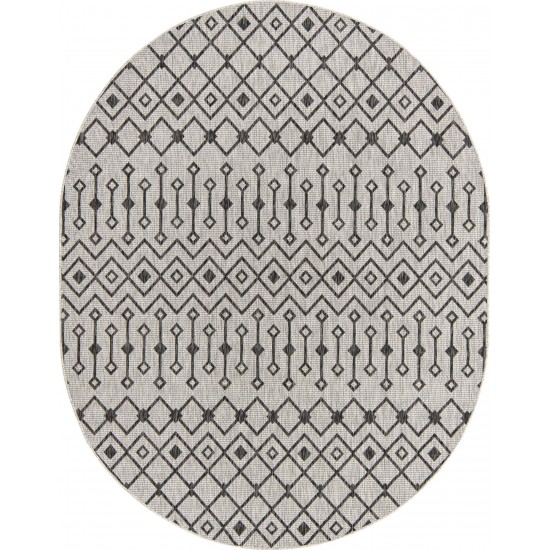 Rug Unique Loom Outdoor Trellis Light Gray Oval 7' 10 x 10' 0