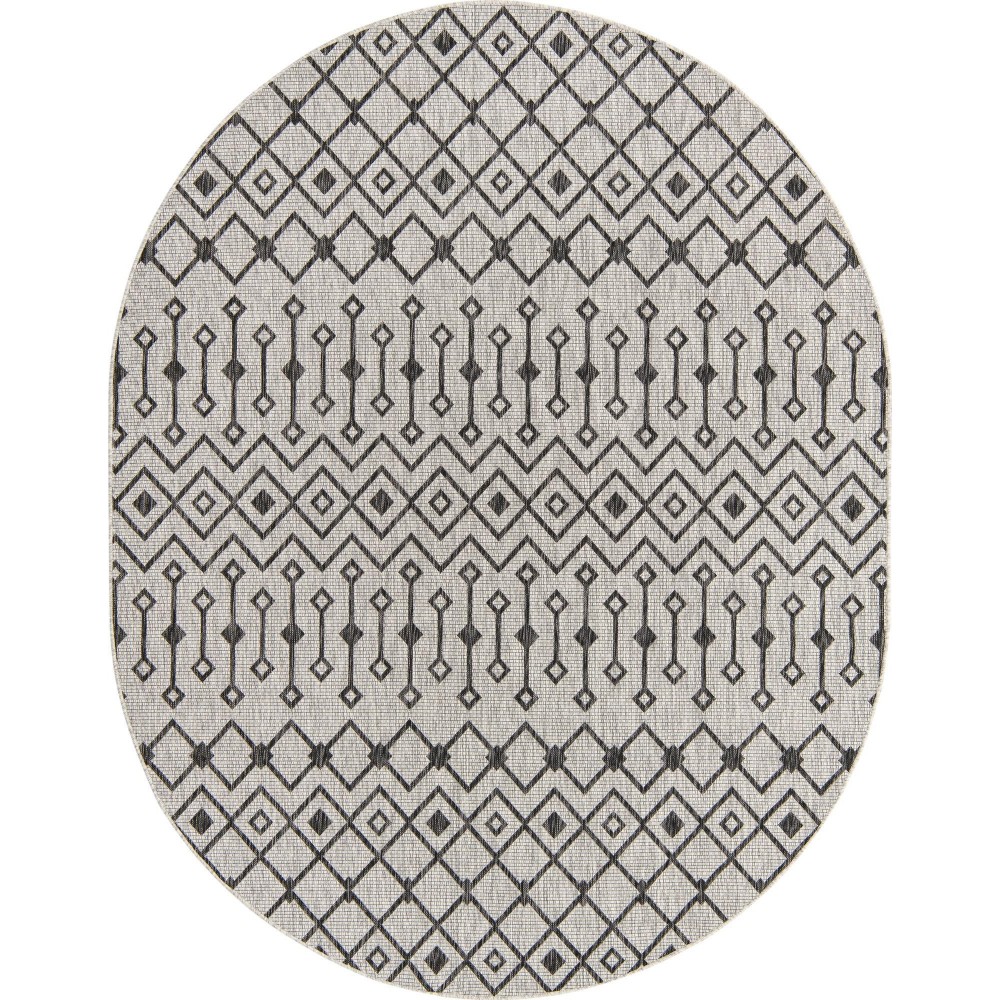 Rug Unique Loom Outdoor Trellis Light Gray Oval 7' 10 x 10' 0 Rug Unique Loom Outdoor Trellis Light Gray Oval 7' 10 x 10' 0