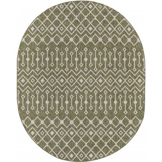 Rug Unique Loom Outdoor Trellis Green Oval 7' 10 x 10' 0