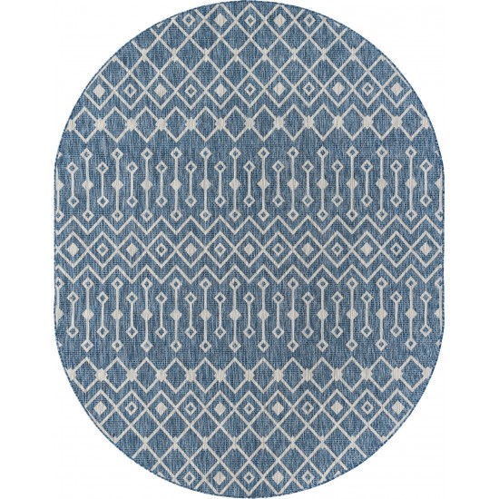 Rug Unique Loom Outdoor Trellis Blue Oval 7' 10 x 10' 0