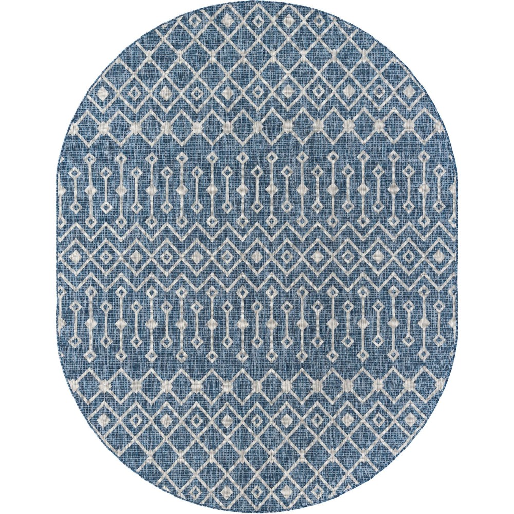 Rug Unique Loom Outdoor Trellis Blue Oval 7' 10 x 10' 0 Rug Unique Loom Outdoor Trellis Blue Oval 7' 10 x 10' 0