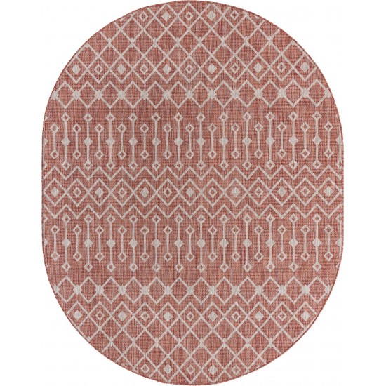 Rug Unique Loom Outdoor Trellis Rust Red Oval 7' 10 x 10' 0