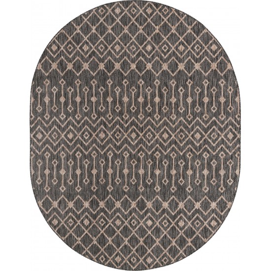 Rug Unique Loom Outdoor Trellis Charcoal Gray Oval 7' 10 x 10' 0