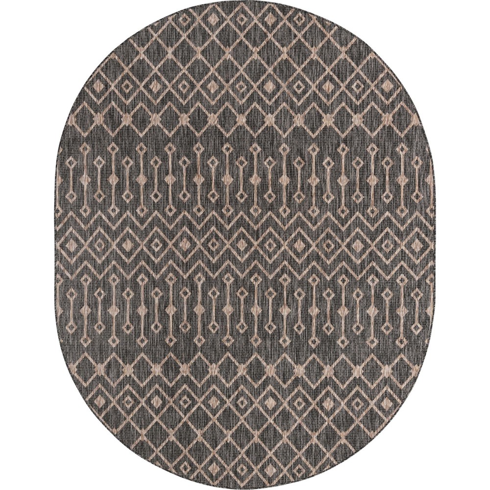 Rug Unique Loom Outdoor Trellis Charcoal Gray Oval 7' 10 x 10' 0 Rug Unique Loom Outdoor Trellis Charcoal Gray Oval 7' 10 x 10' 0