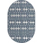 Rug Unique Loom Outdoor Trellis Navy Blue Oval 5' 3 x 8' 0