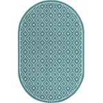 Rug Unique Loom Outdoor Trellis Teal Oval 5' 3 x 8' 0