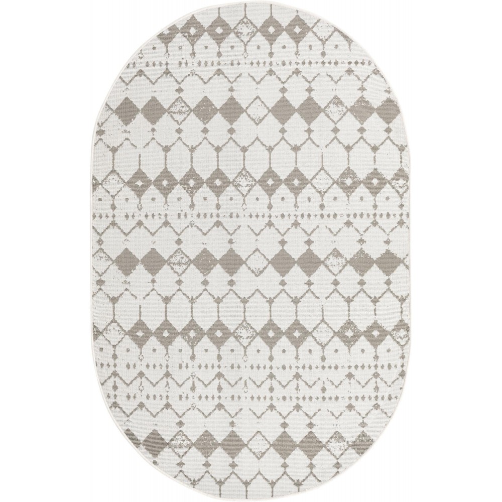 Rug Unique Loom Outdoor Trellis Ivory/Gray Oval 5' 3 x 8' 0 Rug Unique Loom Outdoor Trellis Ivory/Gray Oval 5' 3 x 8' 0