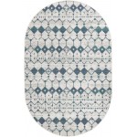 Rug Unique Loom Outdoor Trellis Ivory/Blue Oval 5' 3 x 8' 0