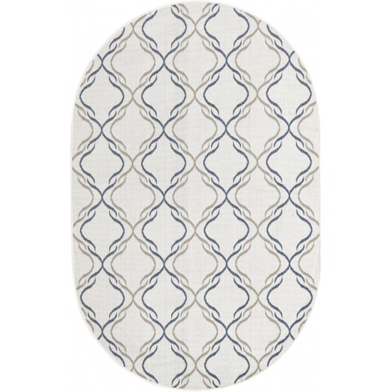 Rug Unique Loom Outdoor Trellis Ivory Oval 5' 3 x 8' 0