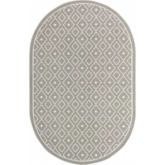 Rug Unique Loom Outdoor Trellis Gray Oval 5' 3 x 8' 0