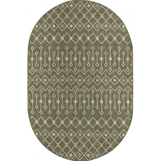 Rug Unique Loom Outdoor Trellis Green Oval 5' 3 x 8' 0