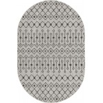 Rug Unique Loom Outdoor Trellis Light Gray Oval 5' 3 x 8' 0