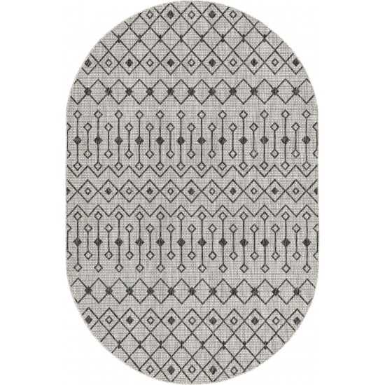 Rug Unique Loom Outdoor Trellis Light Gray Oval 5' 3 x 8' 0