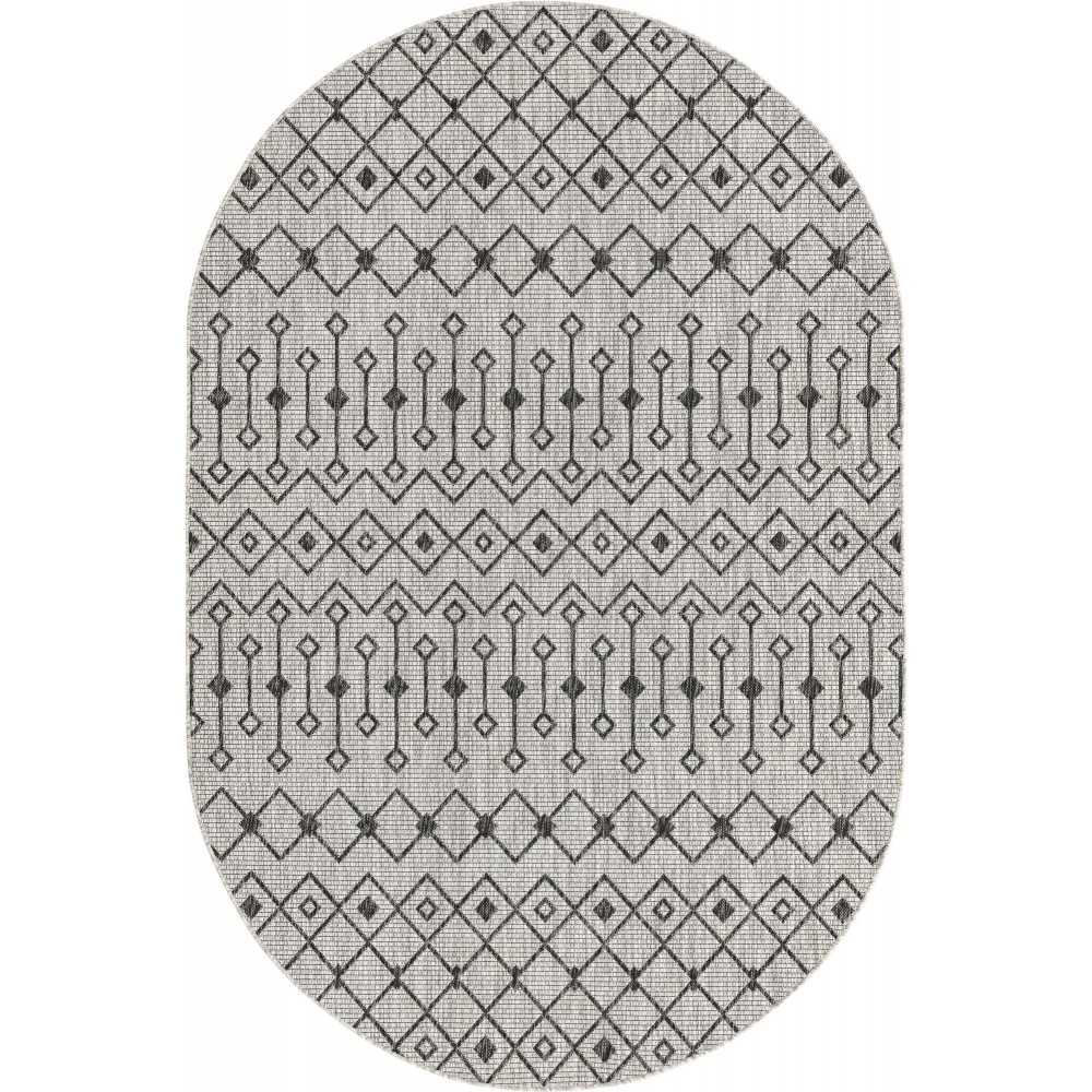 Rug Unique Loom Outdoor Trellis Light Gray Oval 5' 3 x 8' 0 Rug Unique Loom Outdoor Trellis Light Gray Oval 5' 3 x 8' 0