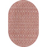 Rug Unique Loom Outdoor Trellis Rust Red Oval 5' 3 x 8' 0