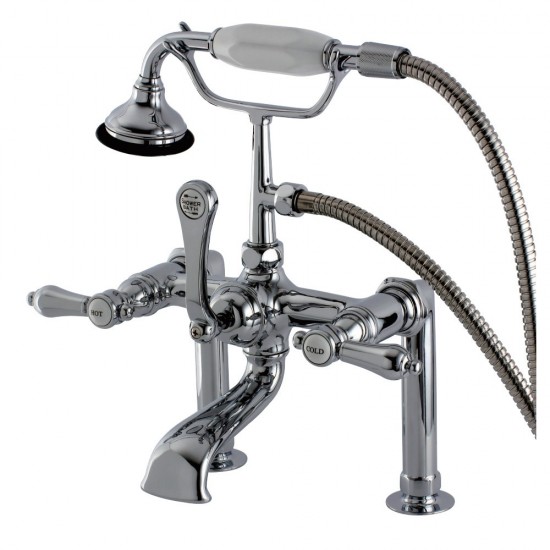 Aqua Vintage Heirloom Deck Mount Clawfoot Tub Faucet, Polished Chrome