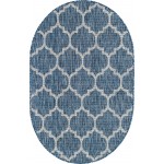 Rug Unique Loom Outdoor Trellis Navy Blue Oval 3' 3 x 5' 3