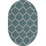 Rug Unique Loom Outdoor Trellis Teal Oval 3' 3 x 5' 3